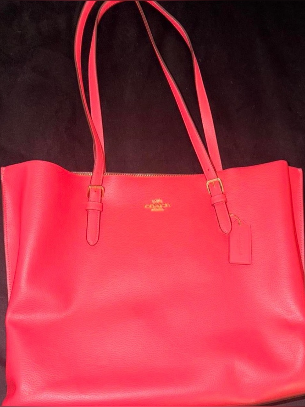 Coach Mollie Tote 1671 Pink Pebbled Leather Large Shoulder Bag